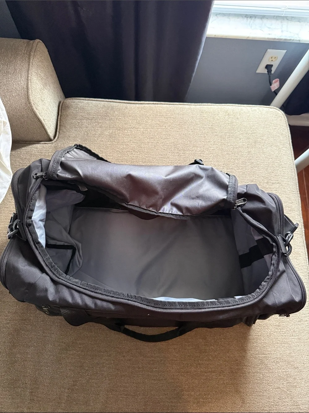 Under Armour Black and White Men's Duffel Bag with Shoulder Strap